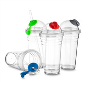 Copo Plastico com Tampa e Canudo Personalizado - ASCO8000