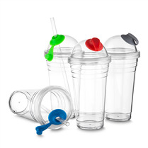 Copo Plastico com Tampa e Canudo Personalizado - ASCO8000