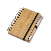 Caderno e caneta de bambu