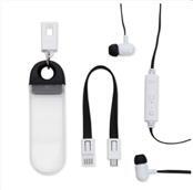 Fone de Ouvido Bluetooth com Estojo e Cabo