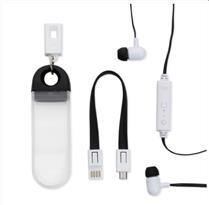 Fone de Ouvido Bluetooth com Estojo e Cabo