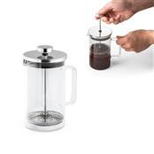 Cafeteira em vidro borosilicato e aço inox.