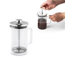 Cafeteira em vidro borosilicato e aço inox.