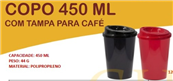 COPO DE CAFÉ PERSONALIZADO COPO 450 ML BOCA LARGA COM TAMPA PARA CAFÉ