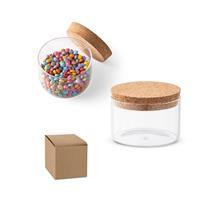 Frasco em vidro borosilicato e tampa de cortiça. Capacidade até 380ml