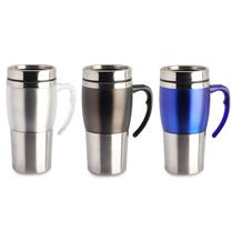 Caneca em aço inox com detalhe plástico colorido