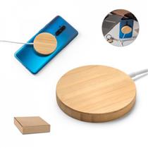 Carregador magnético wireless em bambu. Potência de carregamento rápido de 15W Personalizado - SP97128