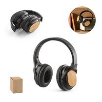 Fone de ouvido wireless em bambu e ABS