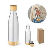 Garrafa em aço inox (90% reciclado) com tampa em bambu 550 mL