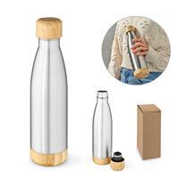 Garrafa em aço inox (90% reciclado) com tampa em bambu 550 mL