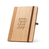 Caderno A5 de capa dura em folha de bambu e cortiça com folhas pautadas SP93281