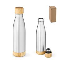 Garrafa em aço inox (90% reciclado) com tampa em bambu 800 mL