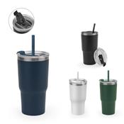Copo de viagem compacto em aço inox 91% reciclado com parede dupla isolada a vácuo e acabamento mate 600 mL SP94372