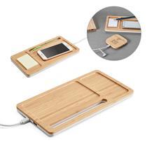MOTT II. Organizador de secretária (mesa) em bambu e ABS com carregador por indução (wireless) super-rápido 15W - 57911