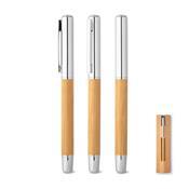 ELYSIA. Roller em aço inox 90% reciclado e bambu com tampa e escrita em azul - 91776
