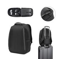YANGON BPACK. Mochila antirroubo, em poliéster reciclado 600D twill, resistente à água, e bolso para notebook 17