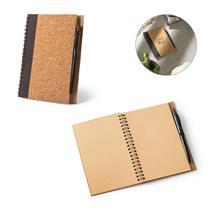 VICENTE. Caderno B6 de capa dura em cortiça e PET 100% reciclado com 140 páginas lisas recicladas - 93285