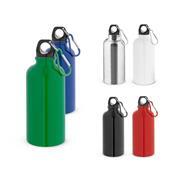 KARSTEN M. Squeeze esportiva em aço inox, de parede simples e acabamento brilhante com mosquetão 560 mL - 94378