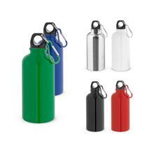KARSTEN M. Squeeze esportiva em aço inox, de parede simples e acabamento brilhante com mosquetão 560 mL - 94378