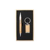 KIT CANETA E CHAVEIRO BAMBU - 18835