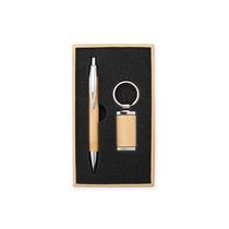 KIT CANETA E CHAVEIRO BAMBU - 18835