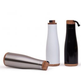 Garrafa de Aço Inox Madeirado Personalizada