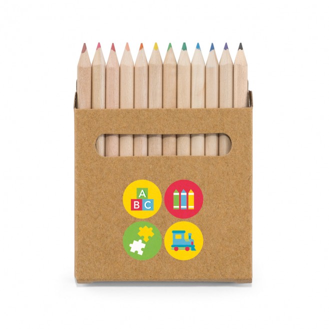 Caixa de Cartão com 12 Mini Lápis de Cor Personalizado