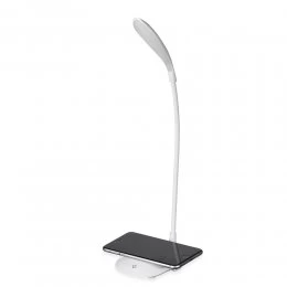 Luminária plástica articulável e carregador de indução em celulares.