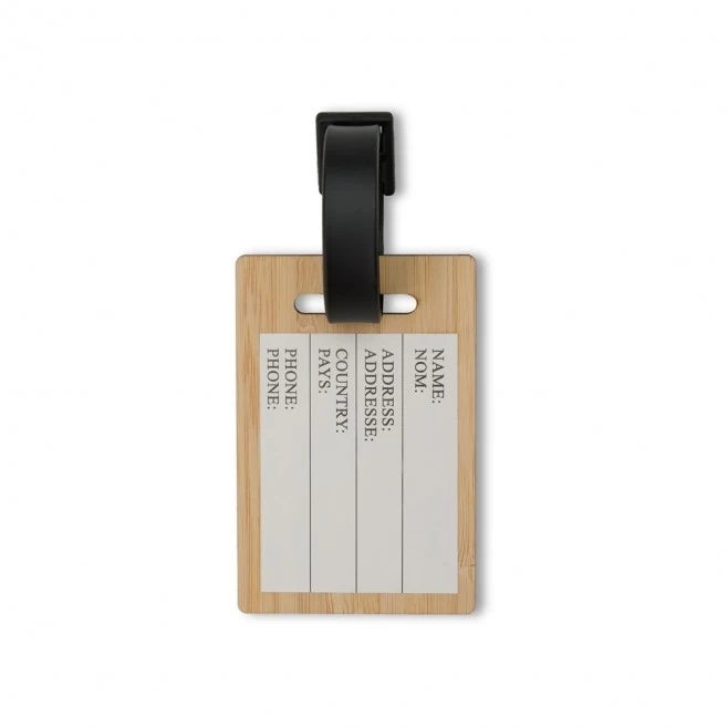 Tag Identificador de Bagagem em Bambu Personalizada