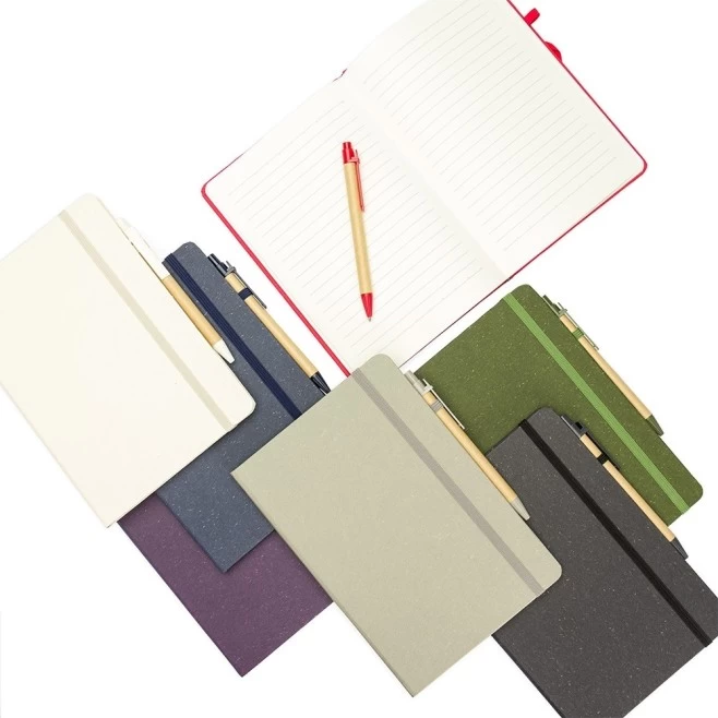 Caderneta Fibra de Arroz com Caneta Personalizada