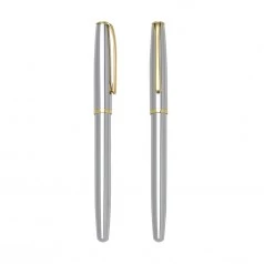 Caneta Metal Roller Prata com Tampa com Logotipo Personalizada