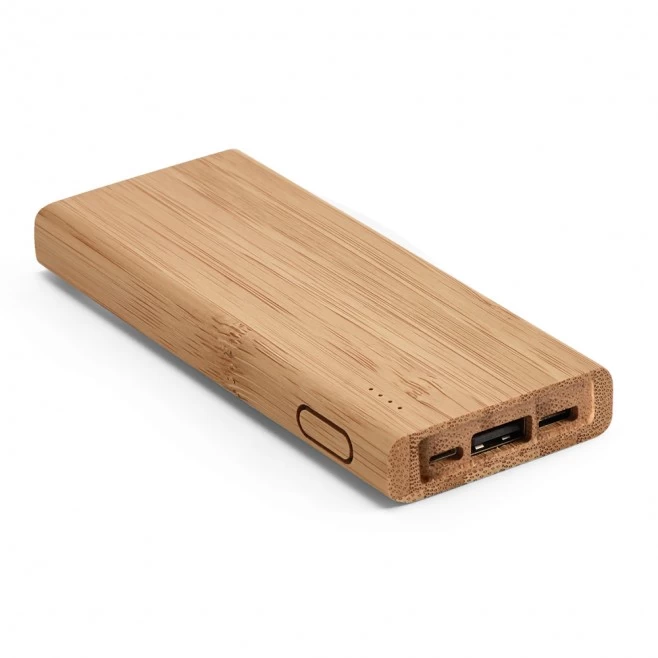 Carregador Portátil Power Bank 5.000mAh de Bambu Personalizado