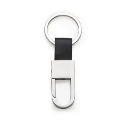 Chaveiro Metal e Couro Personalizado Com Mosquetão