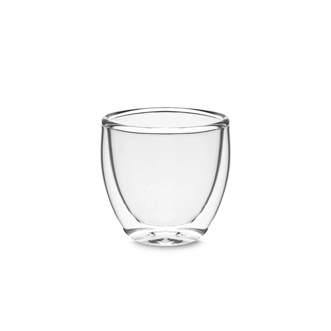 Conjunto com 2 copos de vidro borossilicato com parede dupla. Ideais para café, com capacidade de até 80ml.