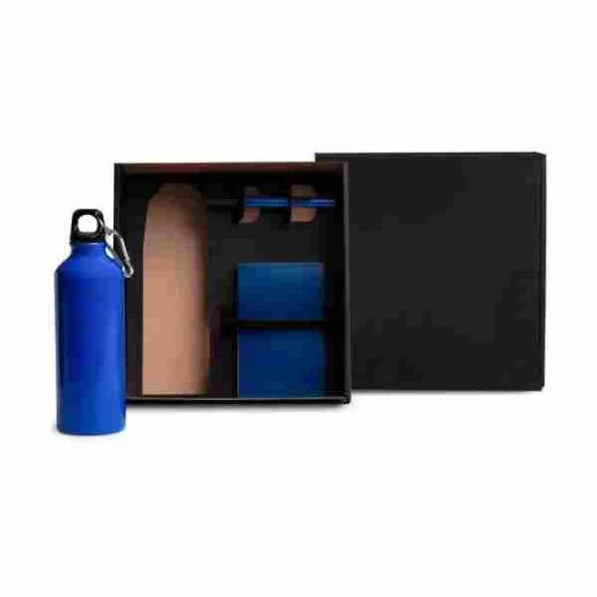 Kit Com Squeeze, Caneta E Bloco Para Anotações - Azul - 3 Pçs Personalizado