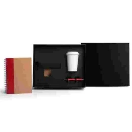 Kit Copo, Caderno E Caneta - Vermelho - 3 Pçs Personalizado 