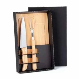 Kit para Churrasco em Bambu com Tábua 32Cm com Logo