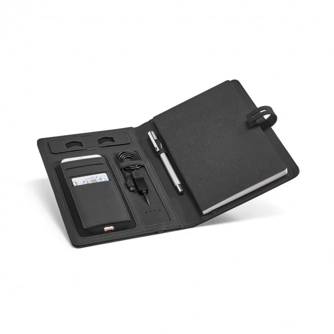 Pasta A5 em couro sintético com bateria portátil embutida (lítio) 4.000 mAh SP52075