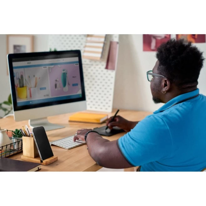 Porta Canetas com Suporte para Celular e Copo Personalizado