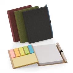 Bloco de anotações com capa dura, sticky notes e miolo sem pauta na cor branca. NÃO ACOMPANHA CANETA.