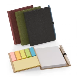 Bloco de anotações com capa dura, sticky notes e miolo sem pauta na cor branca. NÃO ACOMPANHA CANETA.